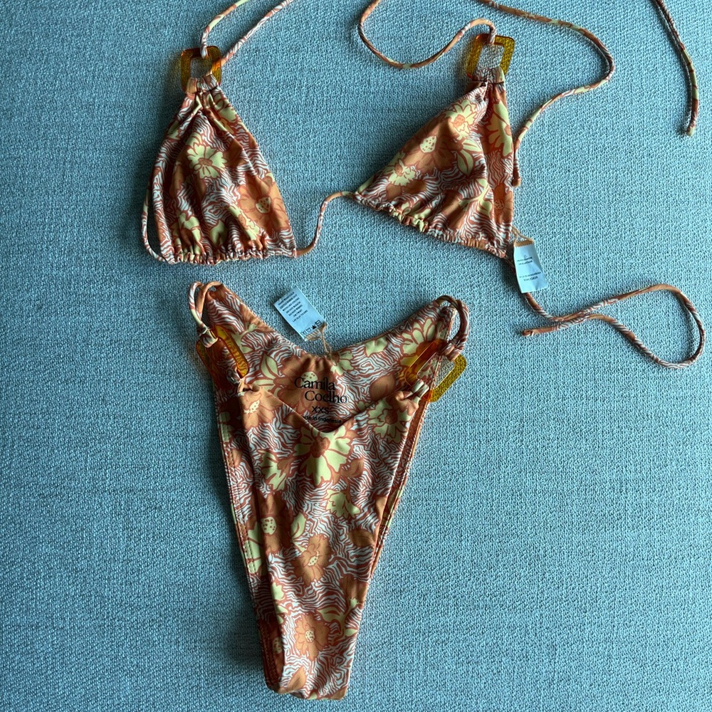 Camila Coelho XXS Orange Floral Bikini